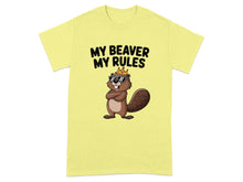 Funny Beaver Wearing Crown Design Yellow T-shirt